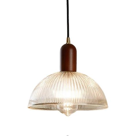 Suspension élégante en bois couleur noyer, style rétro nordique, idéale pour la salle à manger et la chambre. (1/5)