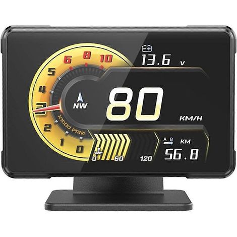 Affichage tête haute (HUD) pour voiture : compteur de vitesse, tension, régime moteur, turbo, température d'huile. (1/5)
