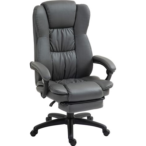 CHICFURN Silla ergonómica de oficina con masaje, piel sintética gris oscuro (1/5)