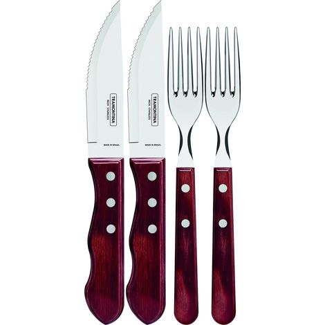 Tramontina Set Posate per Carne/BBQ Polywood FSC® colore rosso 4 pezzi (1/5)