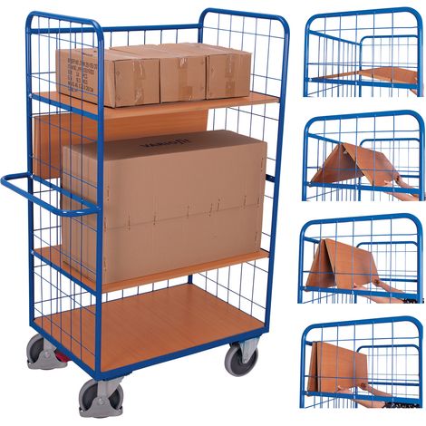 VARIOfit Etagenwagen hoch mit klappbaren Etagenböden 975 x 700 mm Drahtgitterwände (1/5)