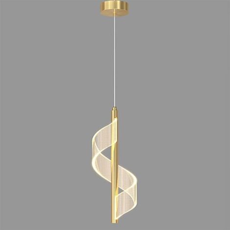 Höhenverstellbare goldene LED-Pendelleuchte, Dimmerschalter, warmes Licht für den Esstisch, moderne Einzelleuchte. (1/5)