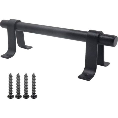 Poignée de Porte de Grange, Poignée de Porte en Acier au Carbone Solide Noir de 200 mm de Long, Poignées de Porte Coulissante pour Placard de Cuisine