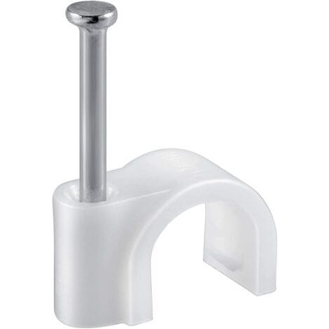 100 runde Kabelclips mit Stahlnägeln, Größe: 4 mm, Kabelbinder, zur Bündelung von Glasfaserkabeln, Kabel und Drähten für Zuhause oder Büro, weiß