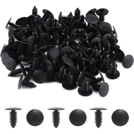 50 pièces Rivet Clips Plastique- Clips Plastique Rivet Carrosserie Garniture Garniture de Retenue de Fixation de Rivet Pare-Chocs de Voiture pour Voiture(Noir) (1/4)
