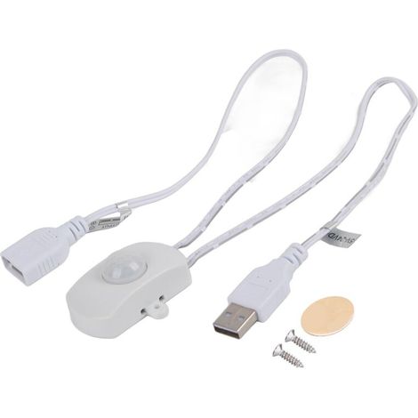 PIR Infrared Motion Detector 2A DC 5-24V, Automatic Switch, LED Strip, USB Interface, White (1/5)