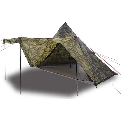vidaXL Tienda campaña familiar tipi 8 personas impermeable camuflaje (1/2)