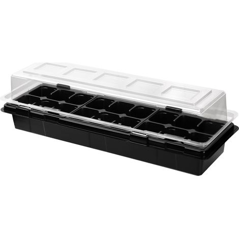 Garronda Mini-Gewächshaus Anzuchtkasten 47 x 16 cm Schwarz 1 Stück GD-0043
