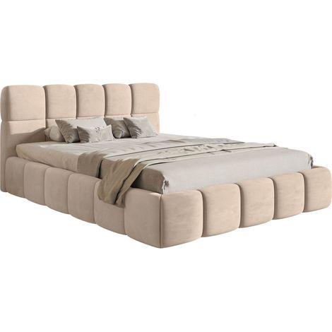 Selsey Cloudy – Polsterbett 120x200 cm, Samt Beige