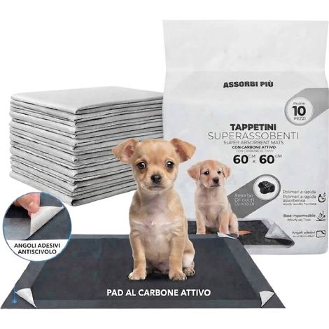 Tappetini igienici cani 60x60 carbone attivo 10 pz traversine assorbenti (1/5)