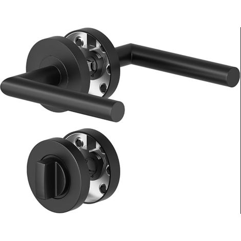 Serrure de porte de salle de bain - Poignée intérieure Noir carré 8mm (1/5)