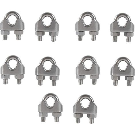 M6 Serre-câbles Etrier U Boulon Clip de Câble 304 Acier inoxydable Selle de pince de Câble Câble métallique Clips pour etendoir linge exterieur10PCS