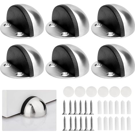 Bloque Portes, Arrêts de Portess Sol, Bloc Porte Interieur, Butée de Porte Adhésive, Butées de Portes Adhesive en Acier Inoxydable sans Perçage pour Protège Murs Meubles, à Coller ou à Visser (1/5)