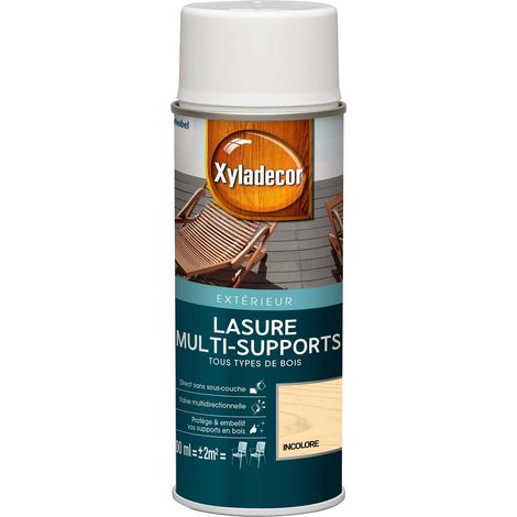 Xyladecor – Lasure extérieure aérosol 400 mL – Aspect mat incolore – Pour tous types de bois – Séchage rapide en 15 min