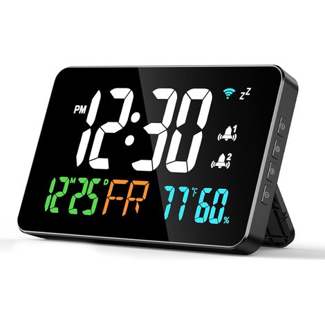 Réveil Numérique WiFi - Affichage Chiffres Extra-Larges - Température et Humidité Intégrées - Calendrier Semainier - Réglage Luminosité 4 Niveaux - 1 Pièce (1/5)