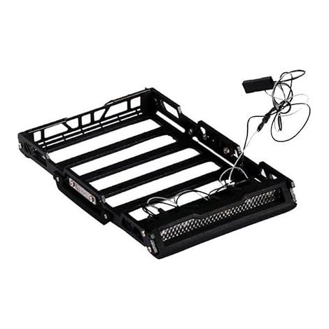 Porte-bagages de toit de voiture RC pour TRX4M 1/18 1/24 D110 SCX24 FMS Bronco, ensemble de porte-bagages de toit en alliage avec phares avant (1/5)