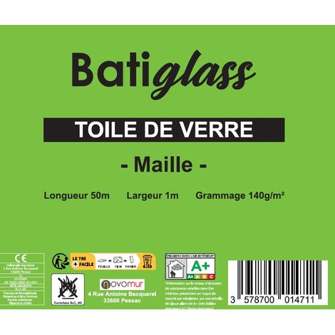 Toile de verre à peindre motif maille 120-140g/m² Batiglass- 50Mx1M (1/2)