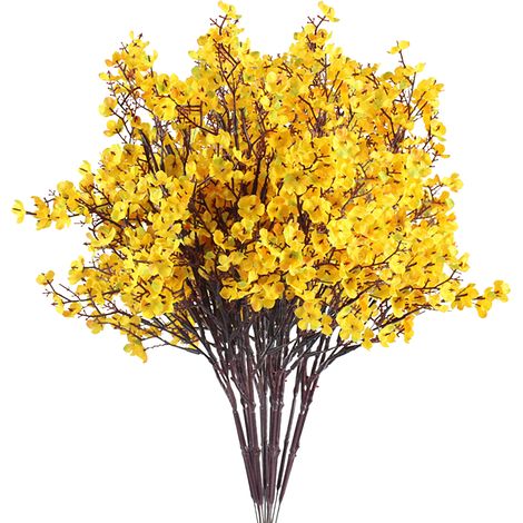 Soavoa Gypsophile Artificielle en Soie, Bouquet de Fleurs Fausse pour Décoration Mariage, Centre de Table et Intérieur Maison, Jaune (1/4)