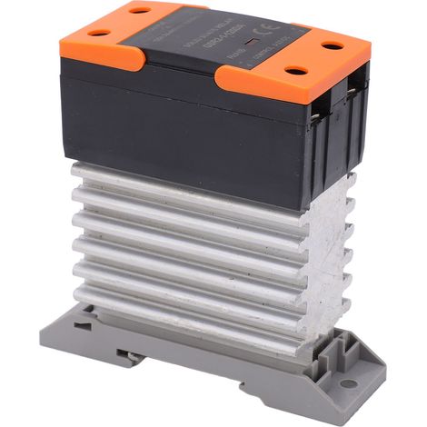 Relais statique DC vers AC industriel compact avec dissipateur thermique, pilotage 3-32V, module SSR pour automatismes et tableaux électriques. (1/5)