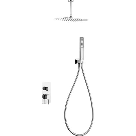 Ensemble de douche murale encastré PURE Mitigeur (Tête de douche au plafond) Chromé BrillantChroméNickel brosséNoir matOr rose brosséCanon de fusilOr