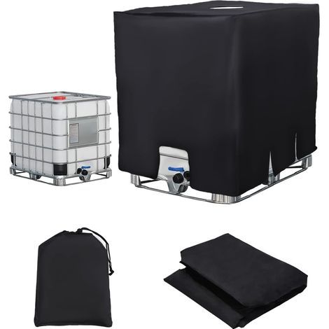 Bache pour Cuve 1000L IBC, Bache de réservoir d'eau Couvercle , Anti-UV Anti-poussière Couverture Container Réservoir IBC, Housse Protection (120 x 100 x 116 cm Le Noir) (1/5)