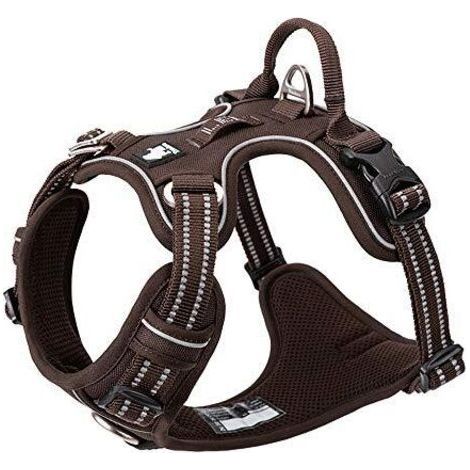 Harnais pour Chien No Pull Nylon Souple Réfléchissant Réglable pour Petit Grand Animal Domestique, XS, Marron (1/5)