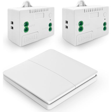 Interrupteur d'éclairage sans Fil Interrupteur de radiocommande de Panneau mural et Contrôleur de récepteur de Relais 10A avec Fusible, pas de Commutateur auto-générateur de batterie (1/5)