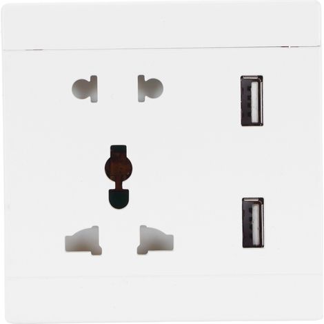 Prise murale multifonctionnelle 13 A avec 2 ports USB, pour le bricolage et l'amélioration de la maison (110/220 V). (1/5)