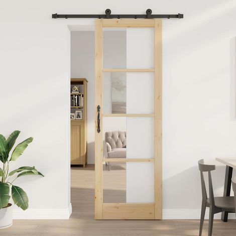 Puerta Corredera ORKDAL Marrón 78 x 232 cm Madera y metal vidaXL (1/5)
