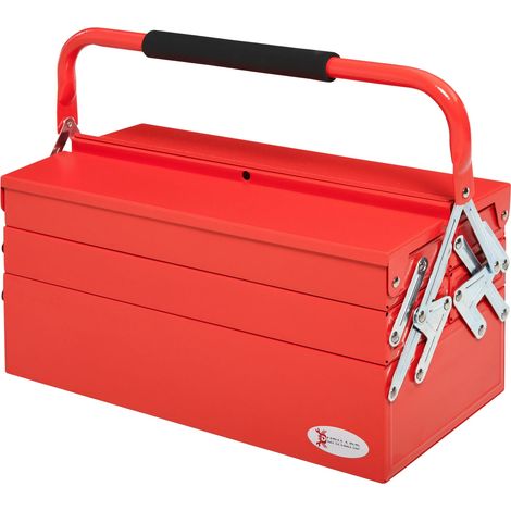 Caja de herramientas plegable, 5 bandejas, roja. (1/5)