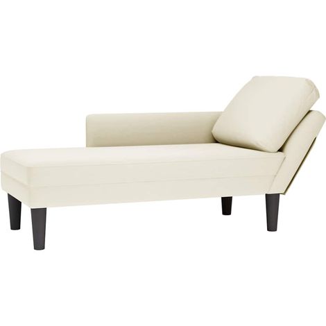 vidaXL Sdraio con Cuscino e Bracciolo Destro in Velluto Crema