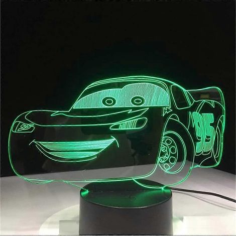 Lampe de table tactile USB Lightning McQueen Route 66, cadeau d'anniversaire pour garçon. (1/5)