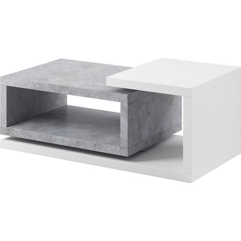 Couchtisch Ilyes , Weiß und Beton, 120cm