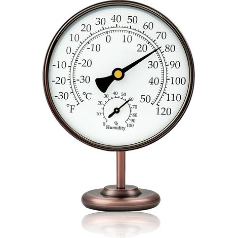 Thermomètre intérieur et extérieur en laiton, thermomètre décoratif d'intérieur avec humidité (1/5)
