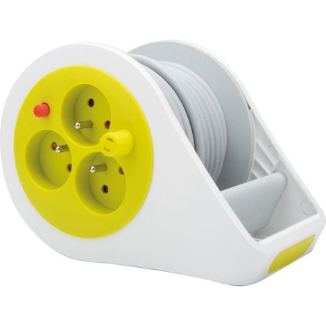 Mini enrouleur design 3 prises 2P+T - 7m - Vert - Zenitech
