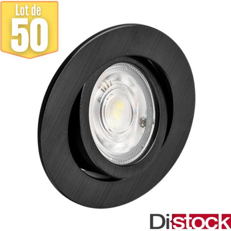 Lot de 50 spots LED encastrables 3en1 rond noir 7W IP20 (1/5)