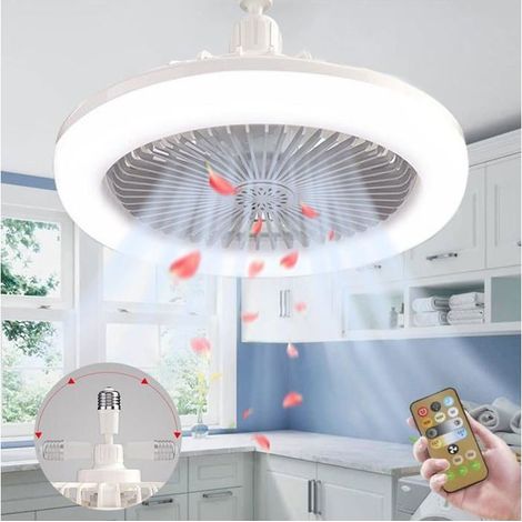 Luminaire Ventilateur Plafonnier,E27 Lustre Ventilateur de Plafond,Ventilateur Plafond Silencieux Avec Lumiere Telecommande(gris) (1/4)