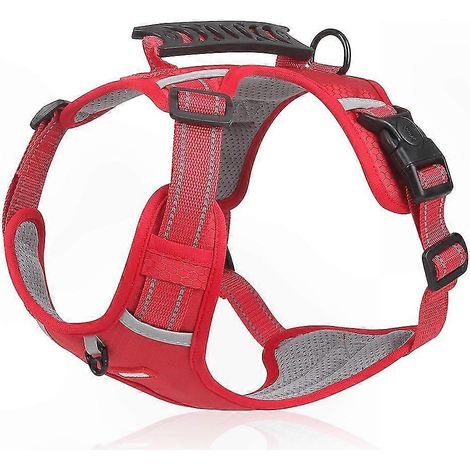 Harnais réfléchissant pour chien avec poignée de contrôle et gilet de sécurité intégré, matériau respirant, jaune, taille ST (1/5)