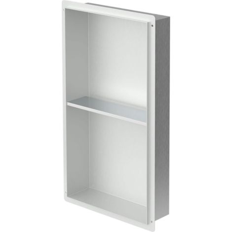 Niche de douche encastrée sans bordure 60 x 30 cm, double étagère, insert mural en acier inoxydable, étagère de rangement étanche pour salle de bain, étagère de douche murale sans couture