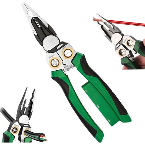 Spellafili 8 in 1 con tester di tensione  Strumento multifunzionale per elettricisti per tagliare, cablare e tirare i fili  Forbici per cavi con rilevamento di sicurezza (1/5)