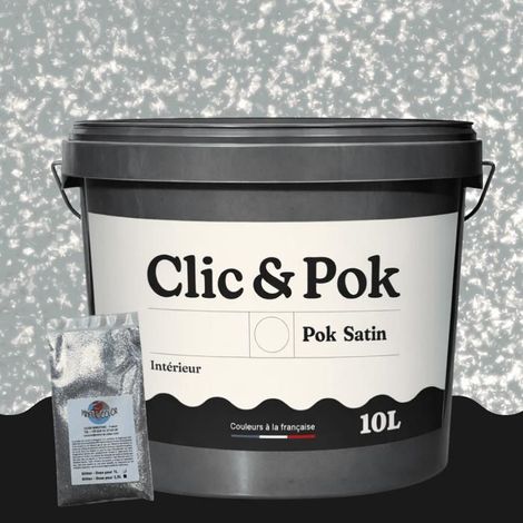 Peinture Effet Pailleté pour Murs & Plafonds - POK PAILLETTE - 10L - Gris Moyen (1/4)