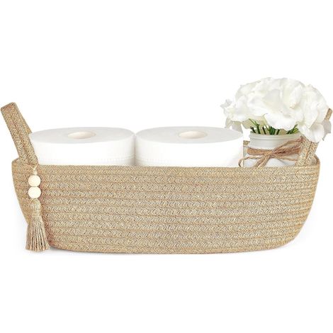 Panier de rangement chic - Corde de jute - 1 pièce - 33 cm x 15 cm x 10 cm (1/5)