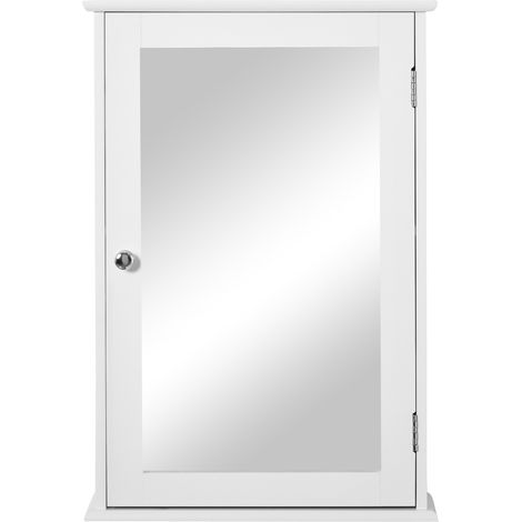 Armoire avec miroir salle de bain 1 étagère 41x14x60 cm blanc