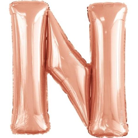 Lettera N in lamina color oro rosa, 79x86 cm