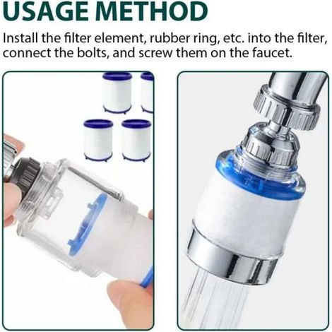 Filtre robinet cuisine avec tête rotative 360°, douchette filtrante, purificateur d'eau pour la maison, accessoire de nettoyage pour cuisine (1/4)