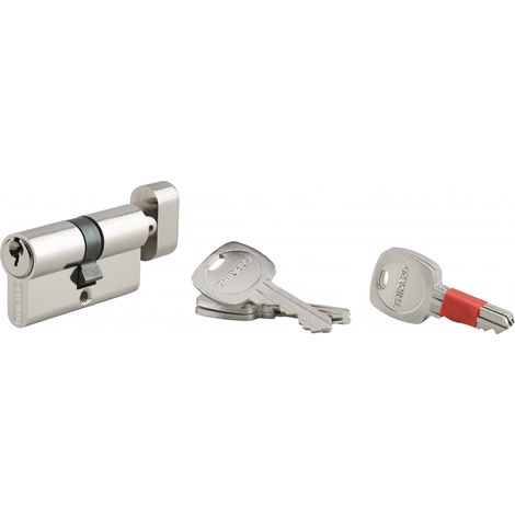 THIRARD - Cylindre de serrure à bouton modifiable, 30Bx30mm, anti-arrachement, anti-perçage, nickel, 2x3 clés - THIRARD