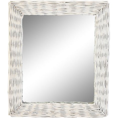 Miroir Osier Verre 53,5X4X62,5 Tressé Blanc (1/6)