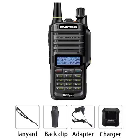 UV-9R Plus 8-Watt-IP67-Dualband-Funkgerät (144 MHz–146 MHz VHF und 430 MHz–440 MHz UHF), inklusive Komplettset, Schwarz