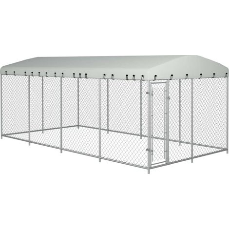 Box per cani da esterno con gabbia per cani da esterno con tetto per cani 8 x 4 x 2 m 020000458