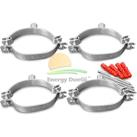 Set 4 collari ovali per fissaggio al muro della coppia di tubi in acciaio corrugato coibentati DN16 (1/2)